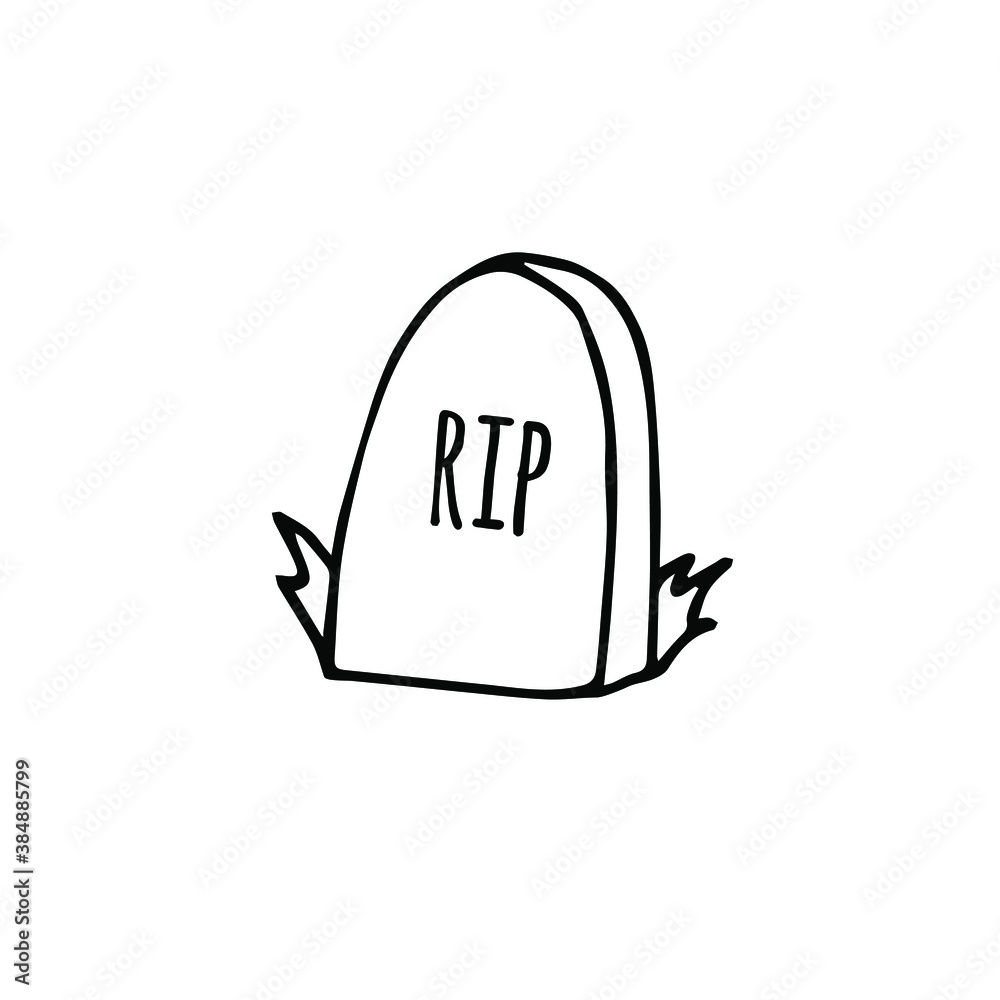 Vector hand drawn doodle sketch grave stone isolated on white background Vector hand drawn doodle sketch grave stone isolated on white background