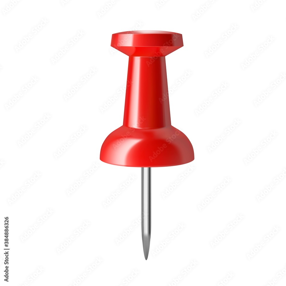 Red push pin isolated on white background. Thumbtack. Vector illustration. Red push pin isolated on white background. Thumbtack. Vector illustration.