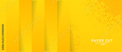 Abstract yellow gradient background in paper cut style.