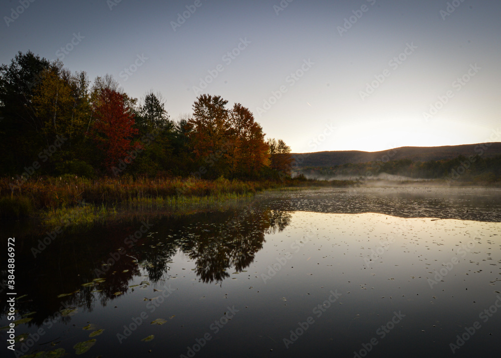 autumn sunrise over the lake