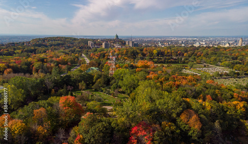 Canadian autumn  aerial view of Laval city in Quebec