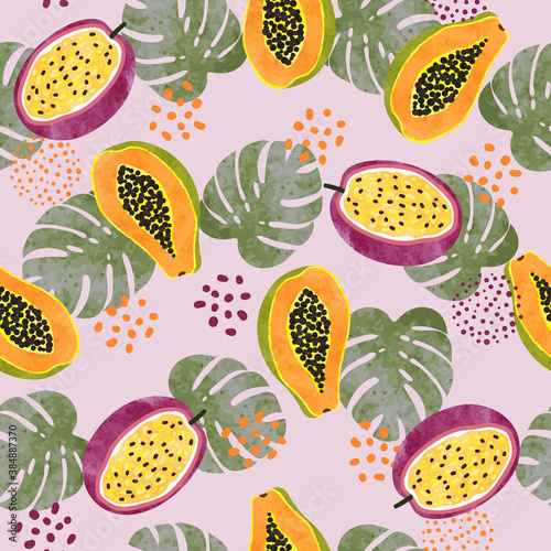 Tropical fruit pattern with...