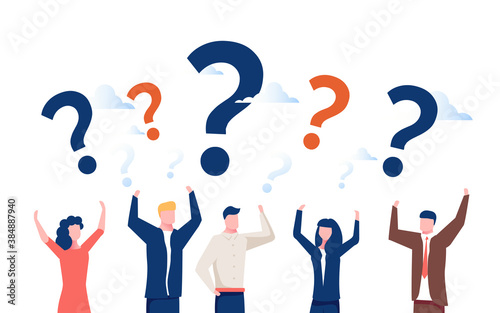 Vector illustration of communication of people in search of solutions to problems, use in web-projects and applications.