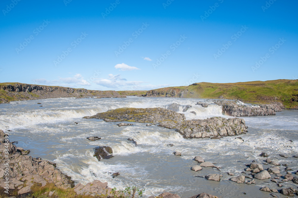 Urridafoss waterfall in river Thjorsa in south Iceland
