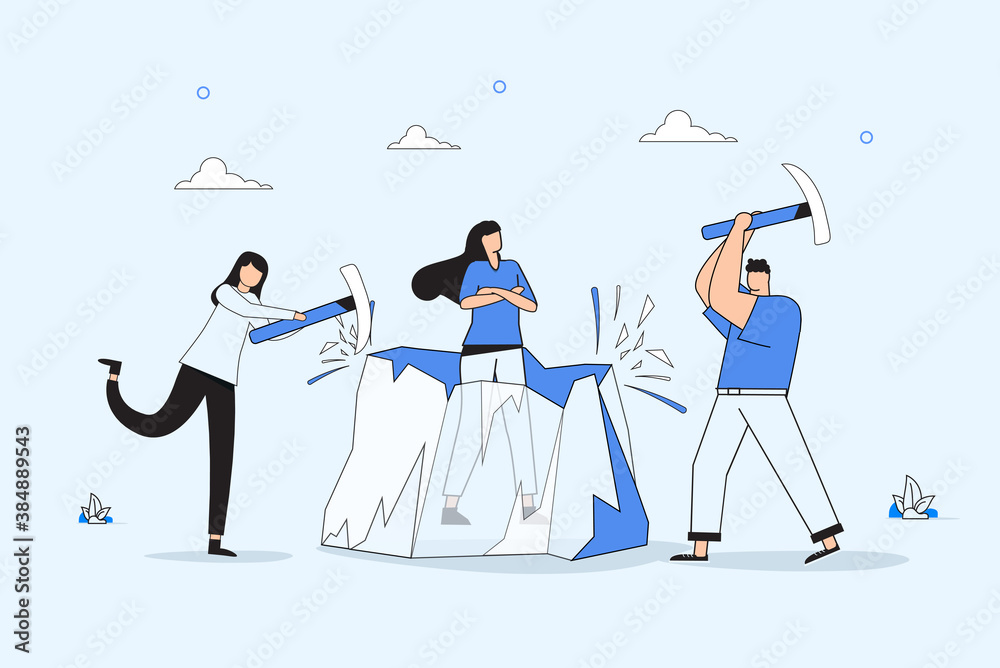 Ice breaking or icebreaker activity, game and event. Vector artwork of