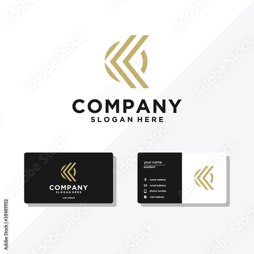 right left up down arrows & business card design logo template