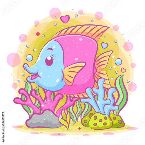 Illustration of the colorful samarium under the sea