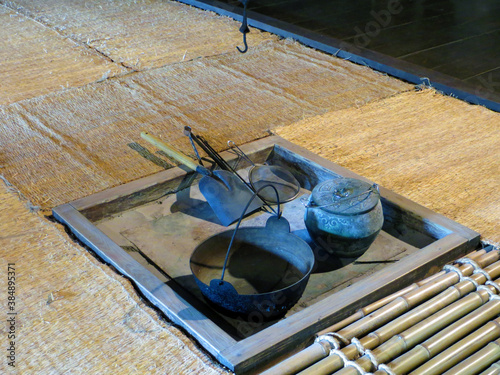 Traditional Japanese kitchen on the floor of an old house