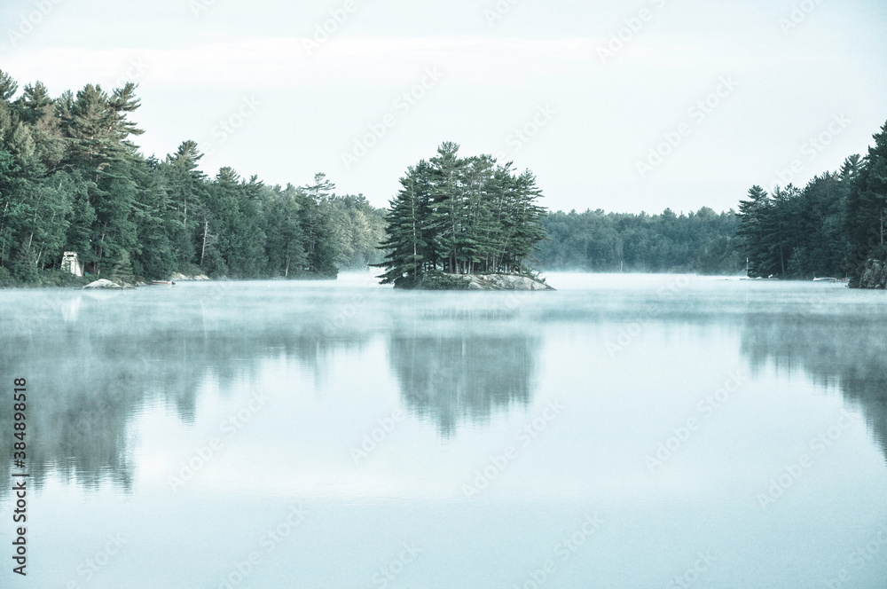 Fototapeta premium lake in the woods and island