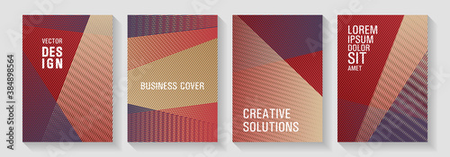 Brochure cover layouts halftone vector set.