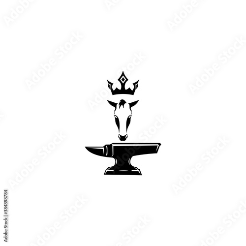 Blacksmith vector emblem or badge. logo isolated on white, vector illustration.