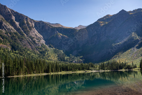 Avalanche Lake in Glacier National Park  Montana. USA. Back to Nature concept.