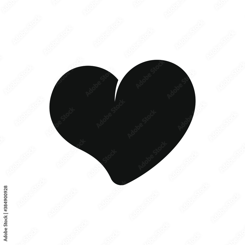 Simple cute heart leaning sideways silhouette icon. Flat vector illustration design.