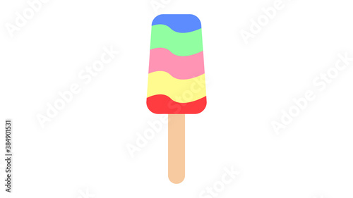 ice cream sweet, milk, popsicle on a stick on a white background, vector illustration. popsicle with different tastes of different colors. fruit and berry juicy ice cream for the festival