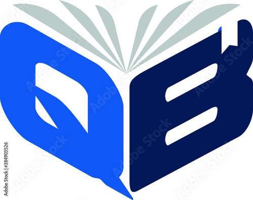 qb initial letter book logo vector concept. education icon symbol