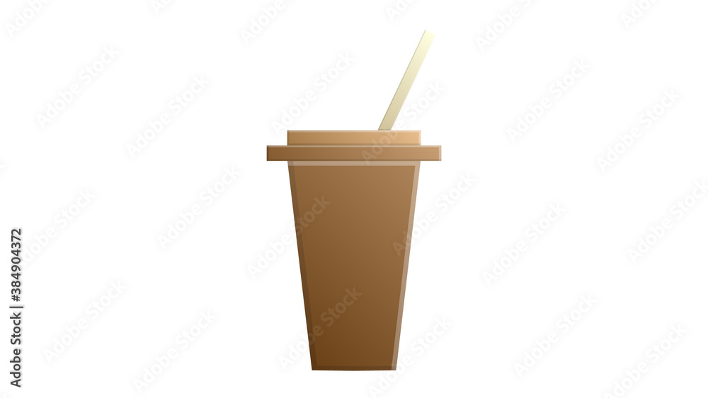 coffee in a glass with a straw, on a white background, vector illustration. cardboard glass with brown color. reusable beverage cups, caring for the environment, less plastic in nature coffee in a glass with a straw, on a white background, vector illustration. cardboard glass with brown color. reusable beverage cups, caring for the environment, less plastic in nature