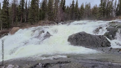 4k Video of Cameron River Rampart Falls northwest territories canada photo