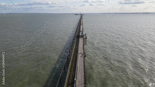 Wallpaper Mural Drone flying along Southend on Essex Uk Sea pier Longest longest pleasure pier in the world Torontodigital.ca