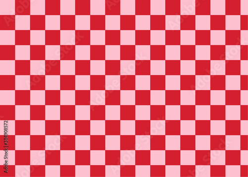 市松模様　桃色と赤色