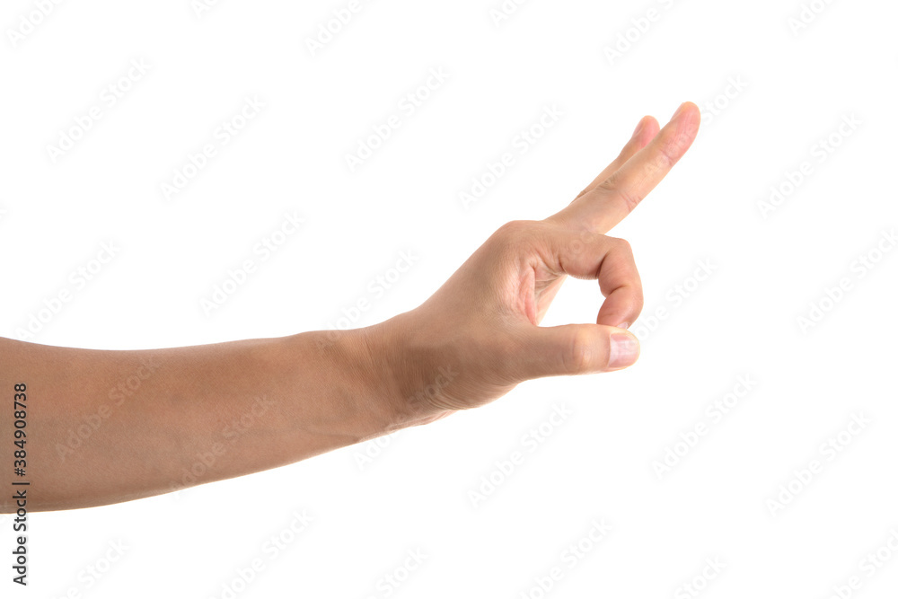 A hand making a snap gesture in front of a white background A hand making a snap gesture in front of a white background