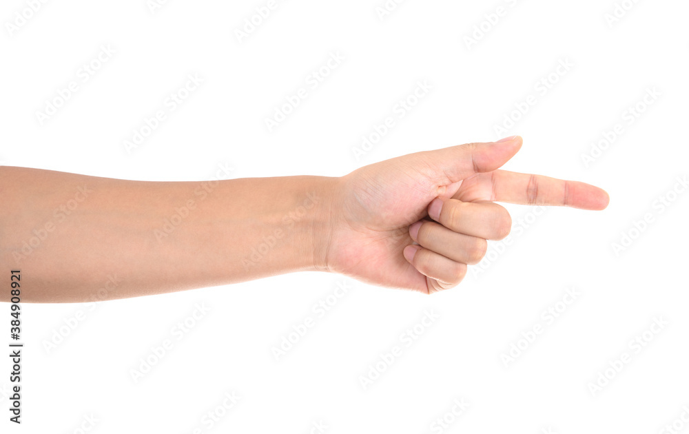 Make a fist with one hand and extend your index finger to point forward Make a fist with one hand and extend your index finger to point forward