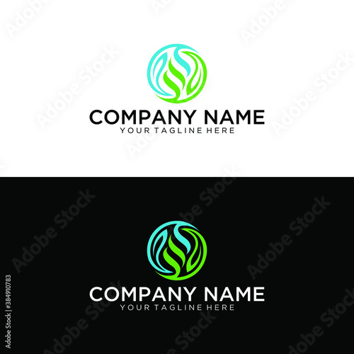 Vector set of abstract green logo design templates - emblems for holistic medicine centers, yoga classes, natural and organic food products and packaging - circles made with leaves and flowers