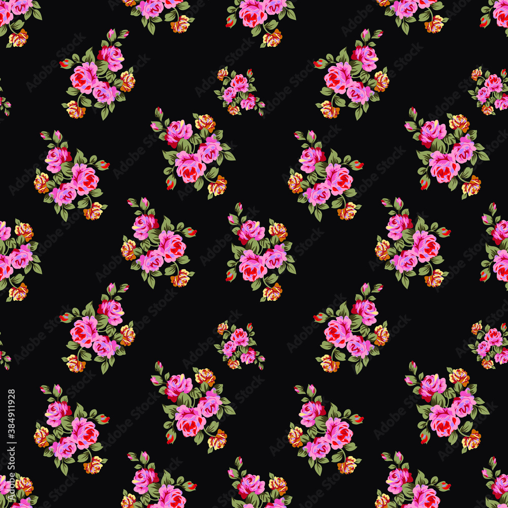seamless flowers pattern on black background seamless flowers pattern on black background