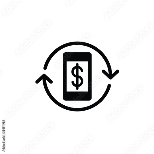 Money exchange with phone icon vector