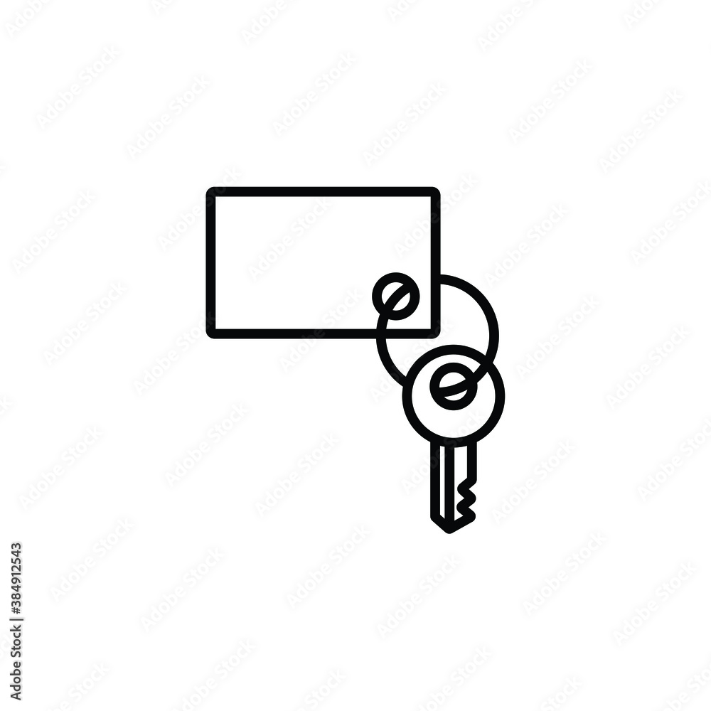 Key and keycard thin icon vector Key and keycard thin icon vector