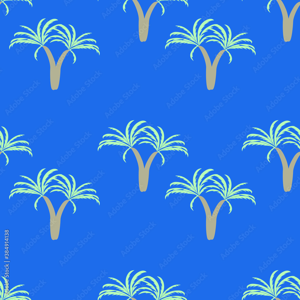 seamless coconut tree design pattern on blue  background