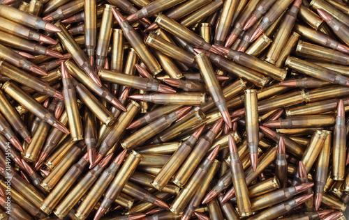 Rifle ammunition pile closeup