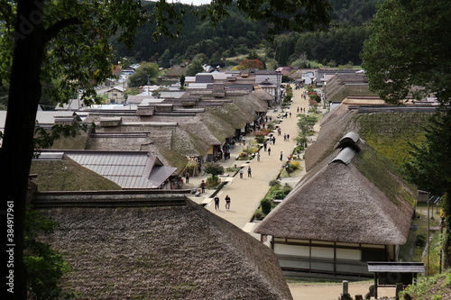 福島県奥会津、大内宿の全景 photo