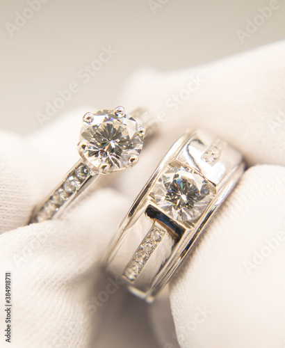 The diamond silver ring for wedding 