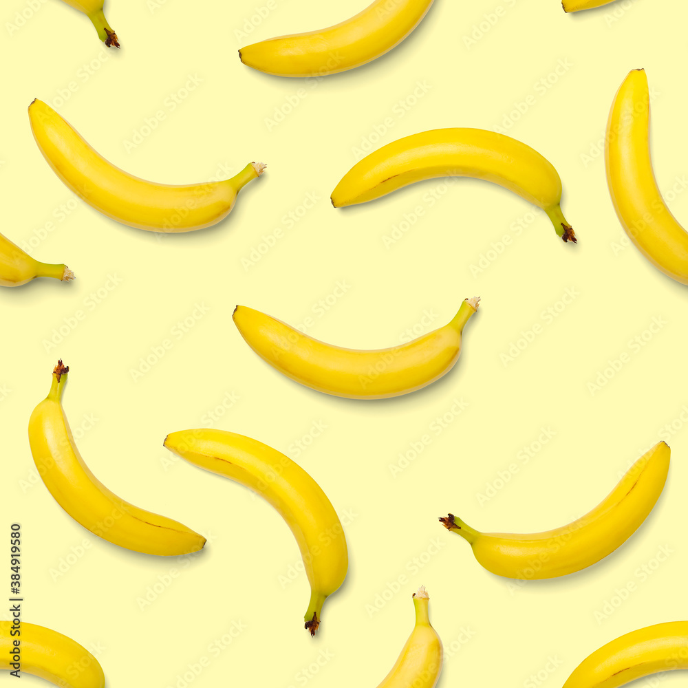 Bananas seamless pattern. pop art bananas pattern. Tropical abstract background with banana. Colorful fruit pattern of yellow banana