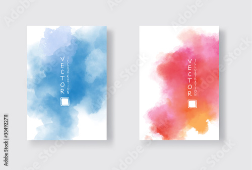 Set of bright colorful vector watercolor background