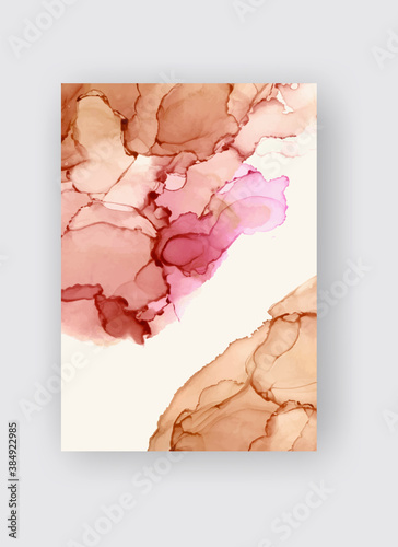 Alcohol ink vector texture banner. Fluid ink abstract background.
