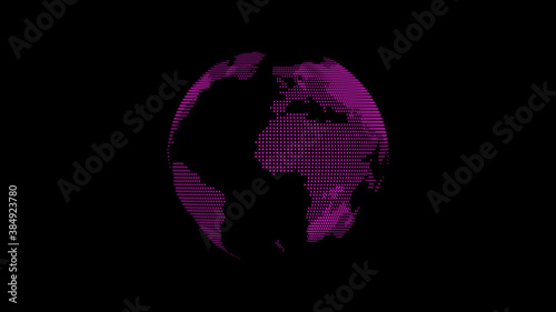 New pink color 3d technology planet on black background