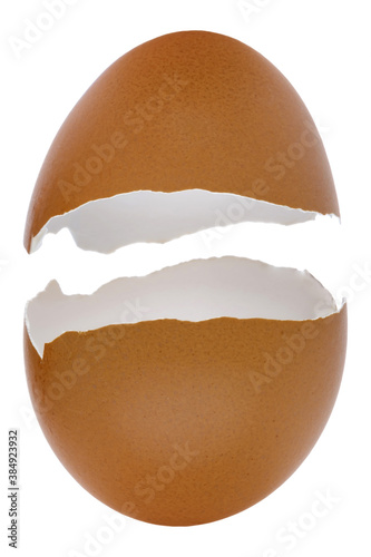 cracked egg shell isolate in white background