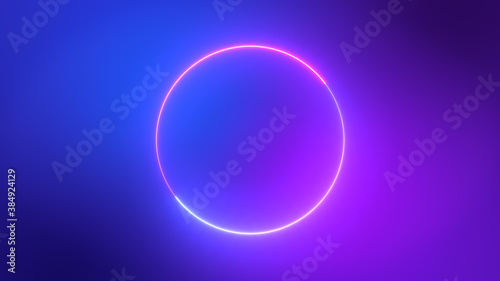 Minimalist colorful blue pink and purple neon circles abstract background.