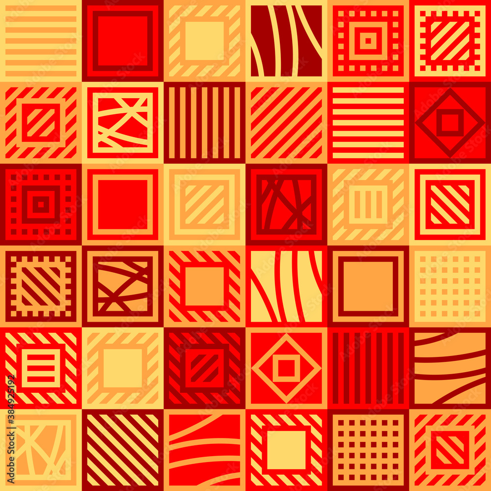 squares with lines. vector seamless pattern. patchwork repetitive background. fabric swatch. wrapping paper. continuous print. design element for home decor, textile, phone case, apparel, carpet