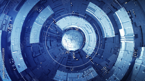 Complex blue circle mesh wi...
