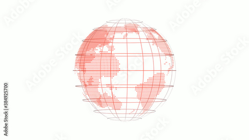 New red color 3d background technology icon on white background 3d earth on white background