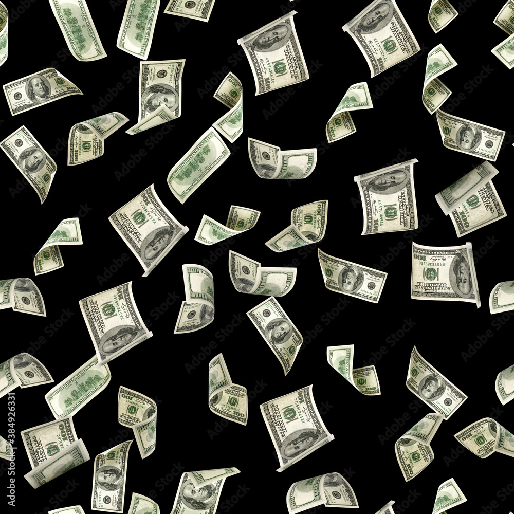 Poker prints us dollar. American money, isolated on black cash. Flying hundred dollars isolated on black background. Poker prints us dollar. American money, isolated on black cash. Flying hundred dollars isolated on black background.