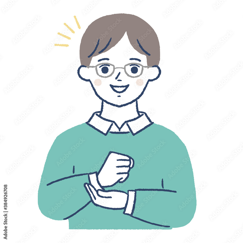 ひらめく若い男性 ひらめく若い男性