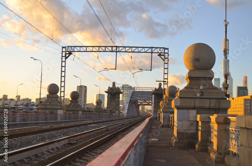 Moscow, view of the railway Luzhnetsky bridge photo