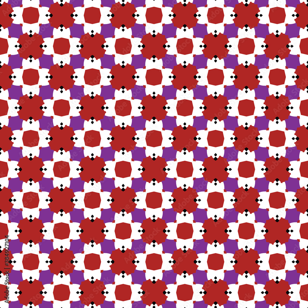 Vector seamless pattern texture background with geometric shapes, colored in purple, red, black, white colors. Vector seamless pattern texture background with geometric shapes, colored in purple, red, black, white colors.