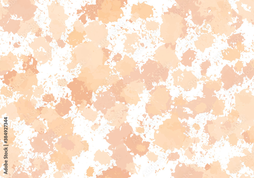 Beautiful light brown orange and beige watercolor splatter on white background for cute and sweet decoration art