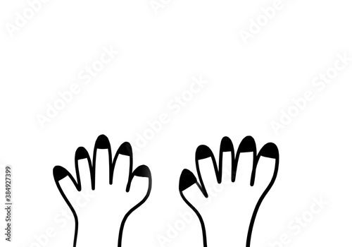 Hands raising up in black hand drawing color on white background with copy space for cartoon and cute gesture background