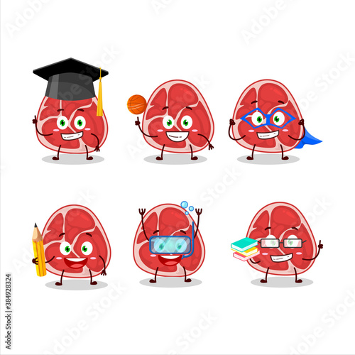 School student of ham cartoon character with various expressions