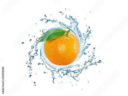 orange in water splash